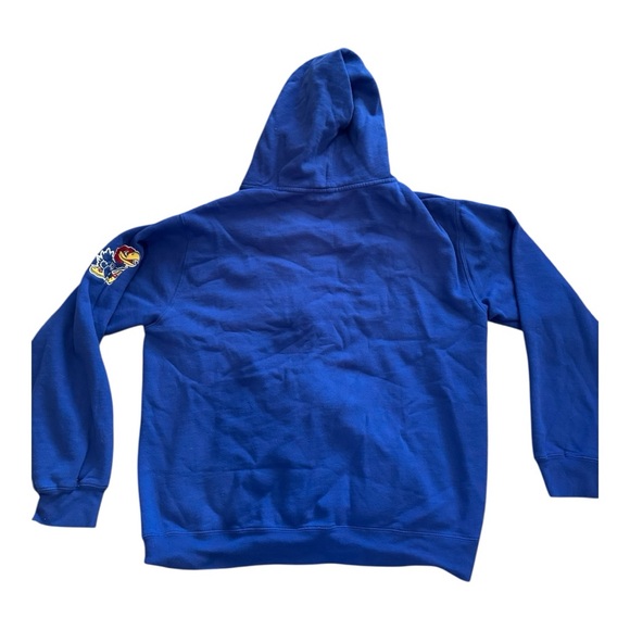 Vintage KU Jayhawks Men’s Embroidered Blue & Red Size XL Zip Up Cotton Hoodie - Picture 3 of 9